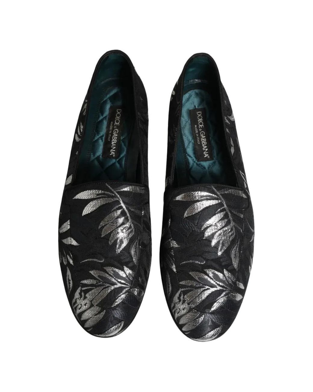 Dolce & Gabbana Black Mocassins À Feuilles Brodées for men