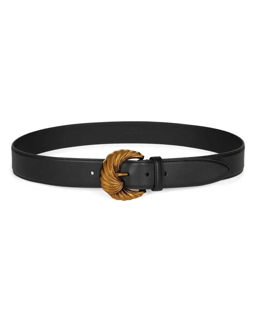 Etro Black Embossed-Buckle Leather Belt