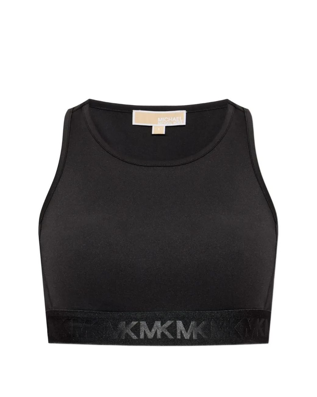 MICHAEL Michael Kors Black Logo-Tape Sports Bra