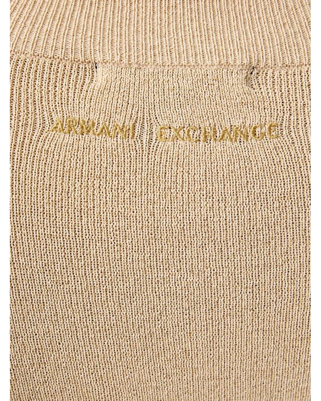ARMANI EXCHANGE Natural Ribbed Long-Sleeves Mini Dress
