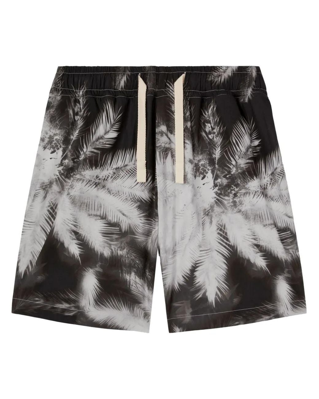Palm Angels Black Blueprint Palms Mini Shorts For for men