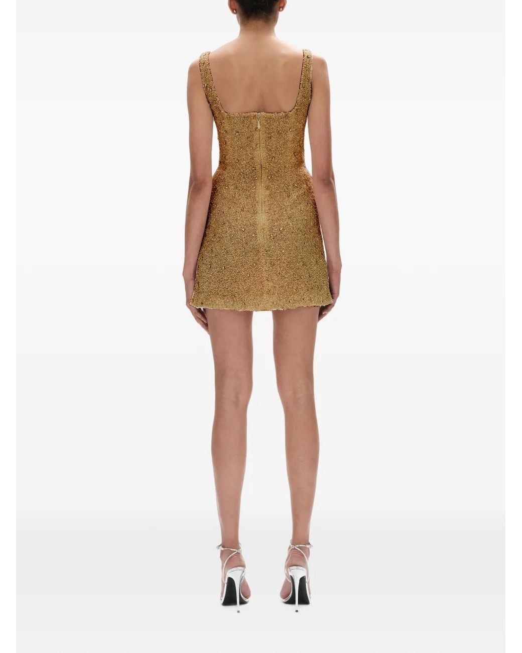 Rachel Gilbert Natural Kaity Crystal-Embellished Mini Dress