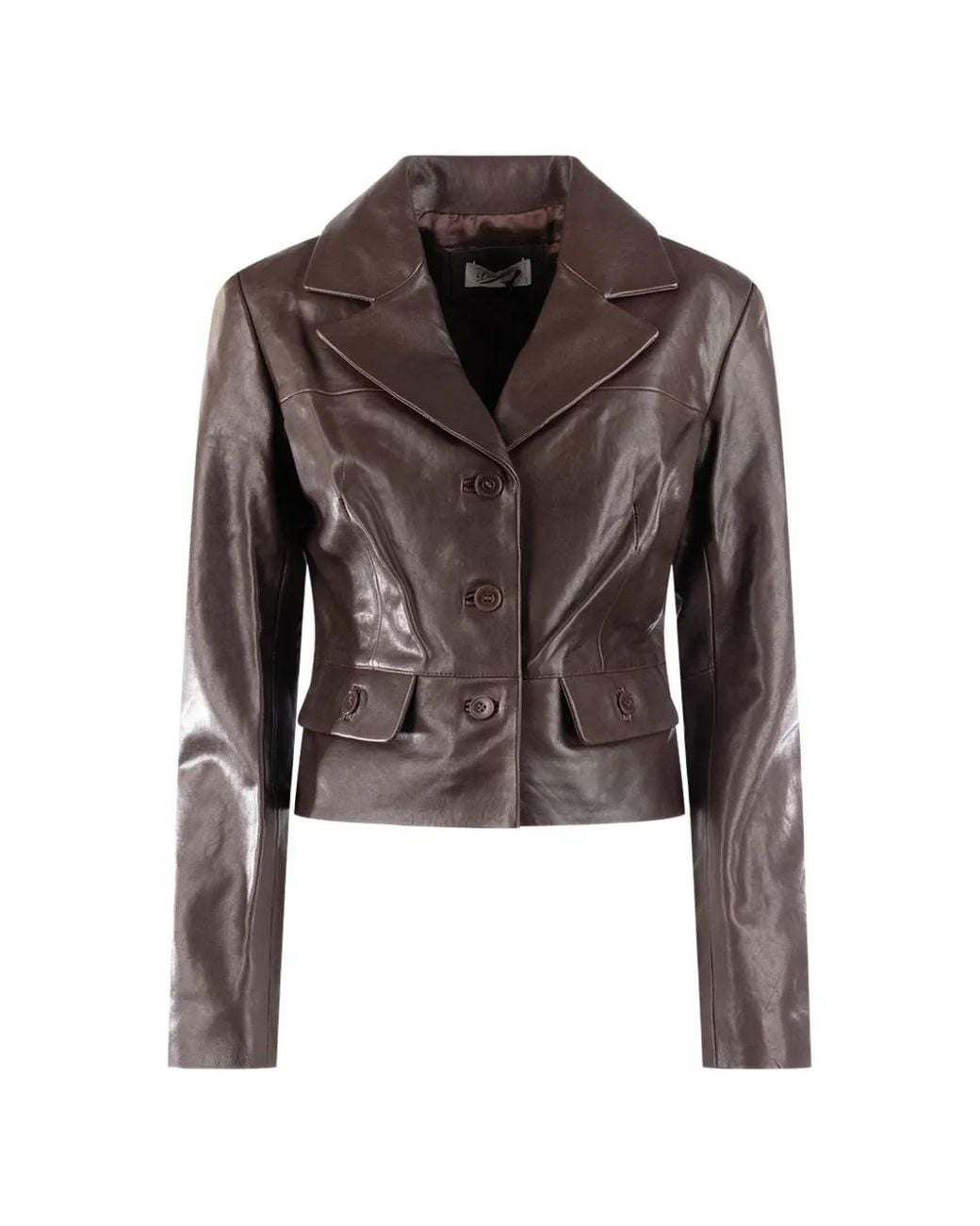Pence Brown Button-Up Leather Jacket