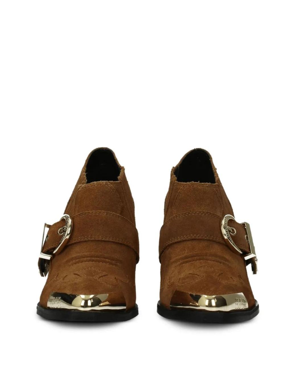 Versace Jeans Couture Brown Bottines En Daim À Bride À Boucle
