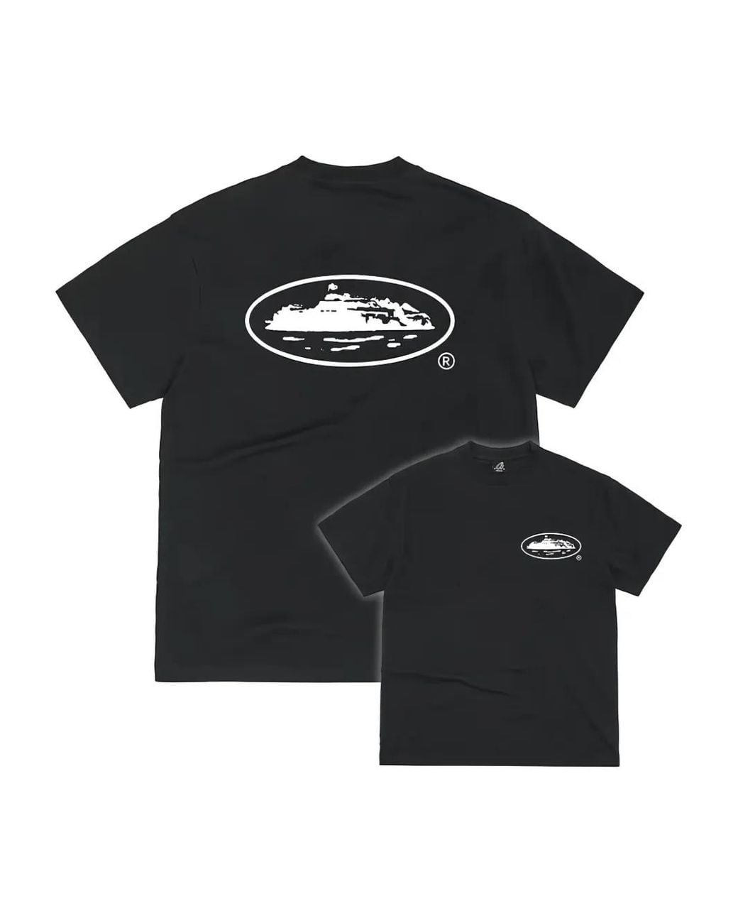 corteiz Black Og Island Logo T-Shirt