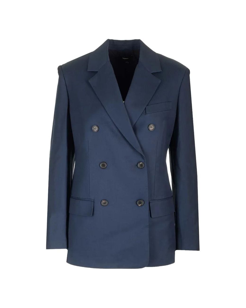 Theory Blue Double-Breasted Blazer