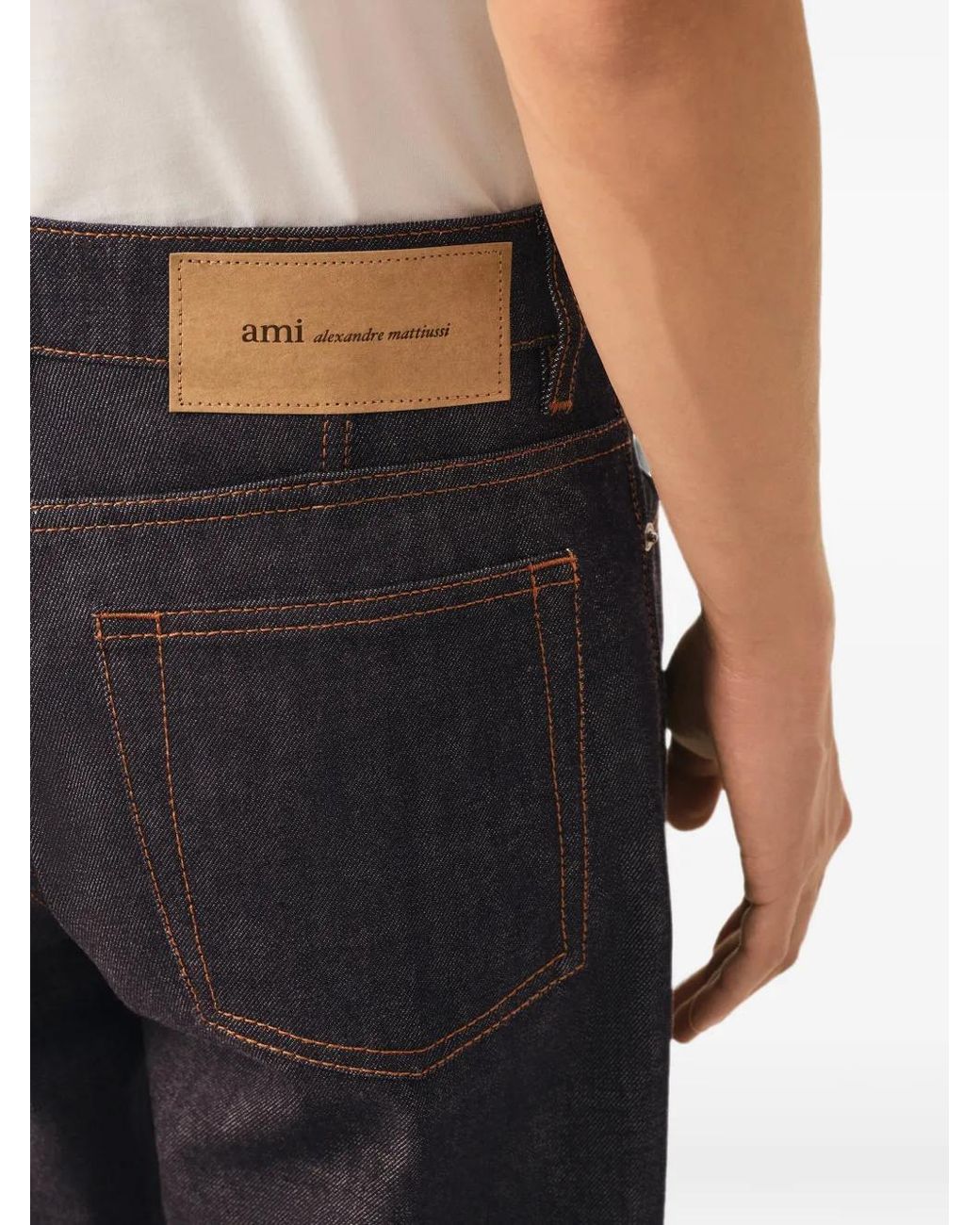 AMI Blue Parisian-Fit Cotton Jeans for men
