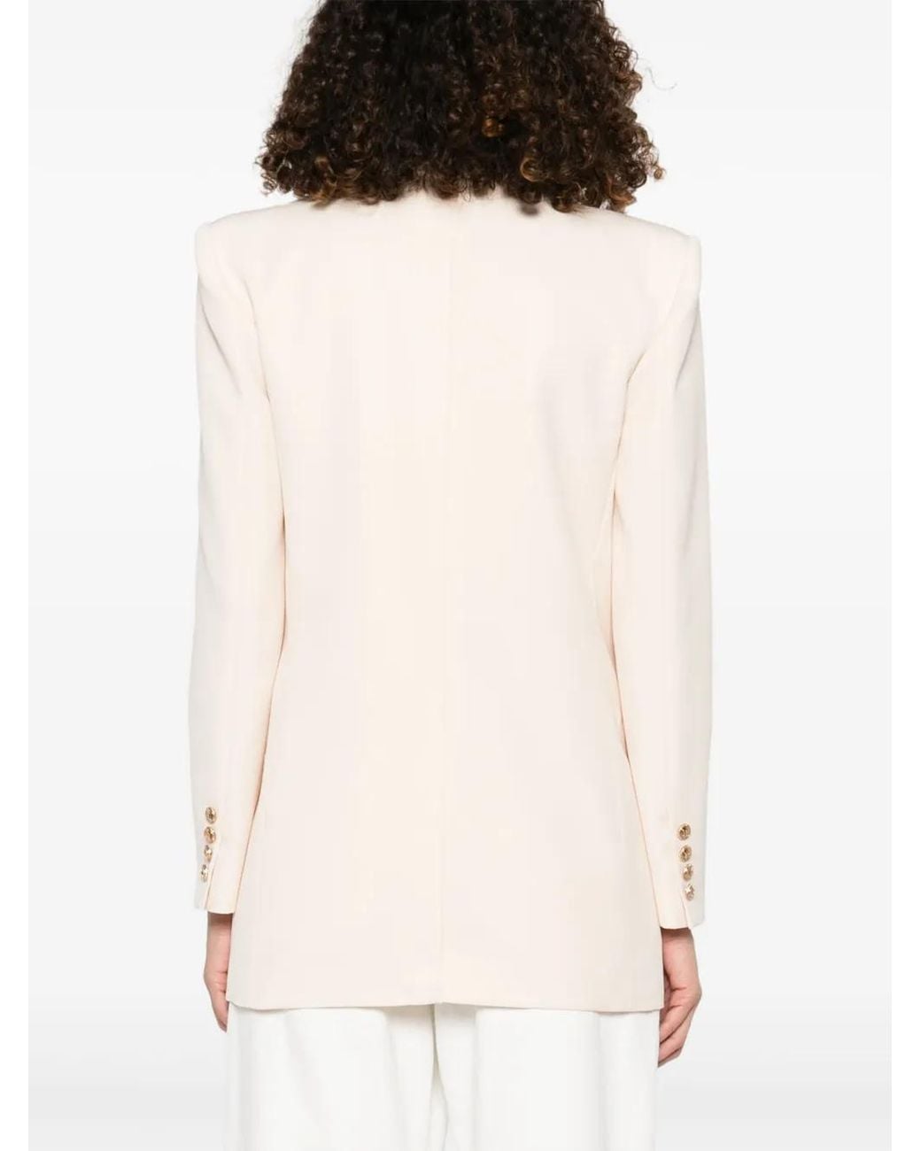 Elisabetta Franchi Natural Contrasting-Stitching Virgin-Wool Blazer