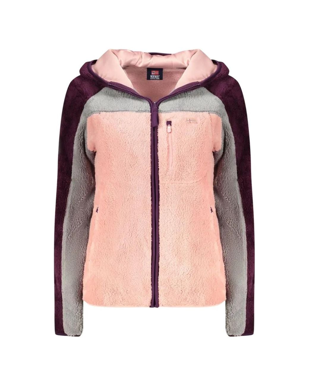 Norway 1963 Pink Colour-Block Zip-Up Hoodie