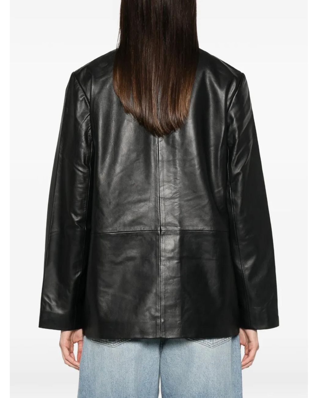 St. Agni Black Flap-Pocket Leather Jacket