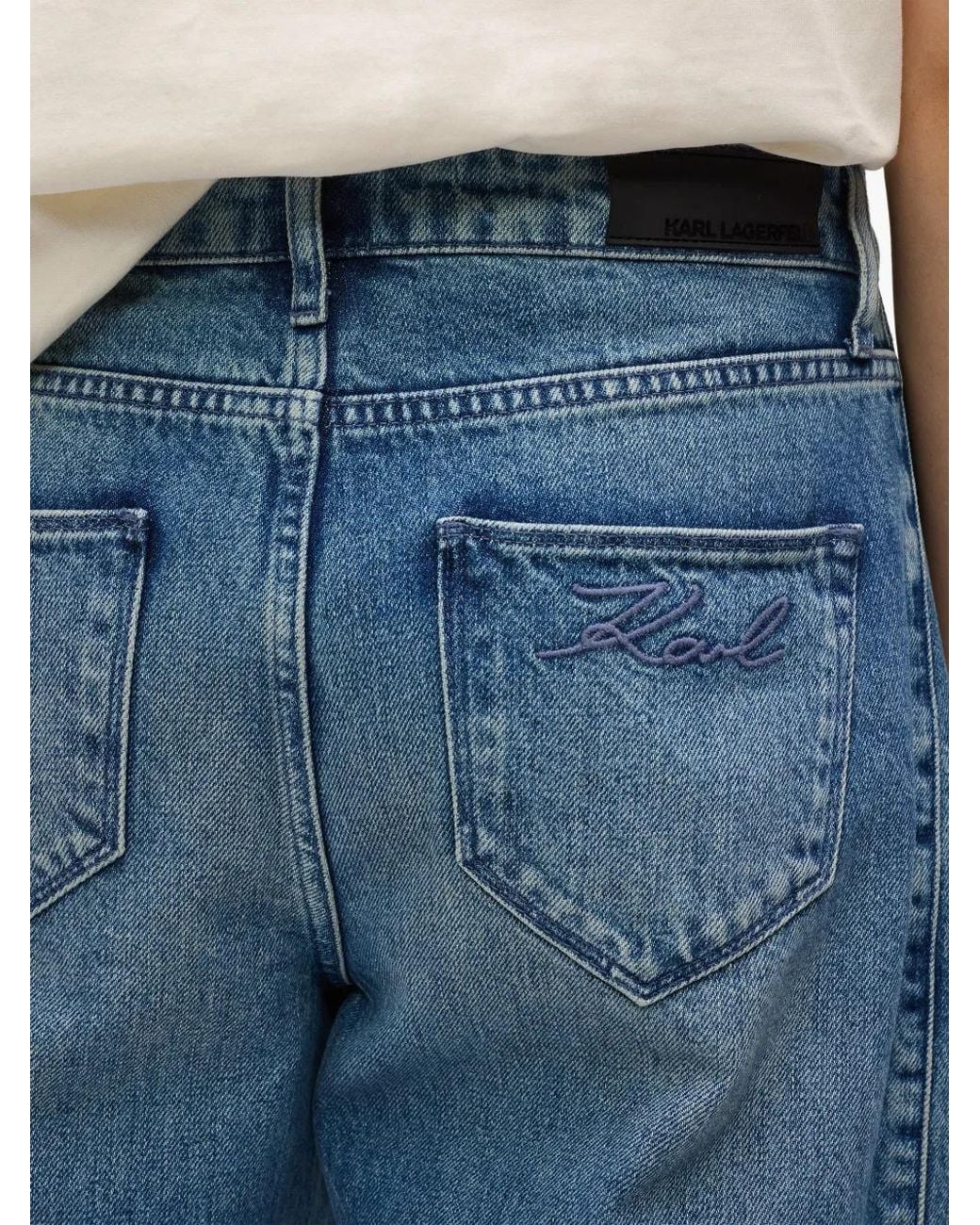 Karl Lagerfeld Blue Belt-Loop Pocket Jeans