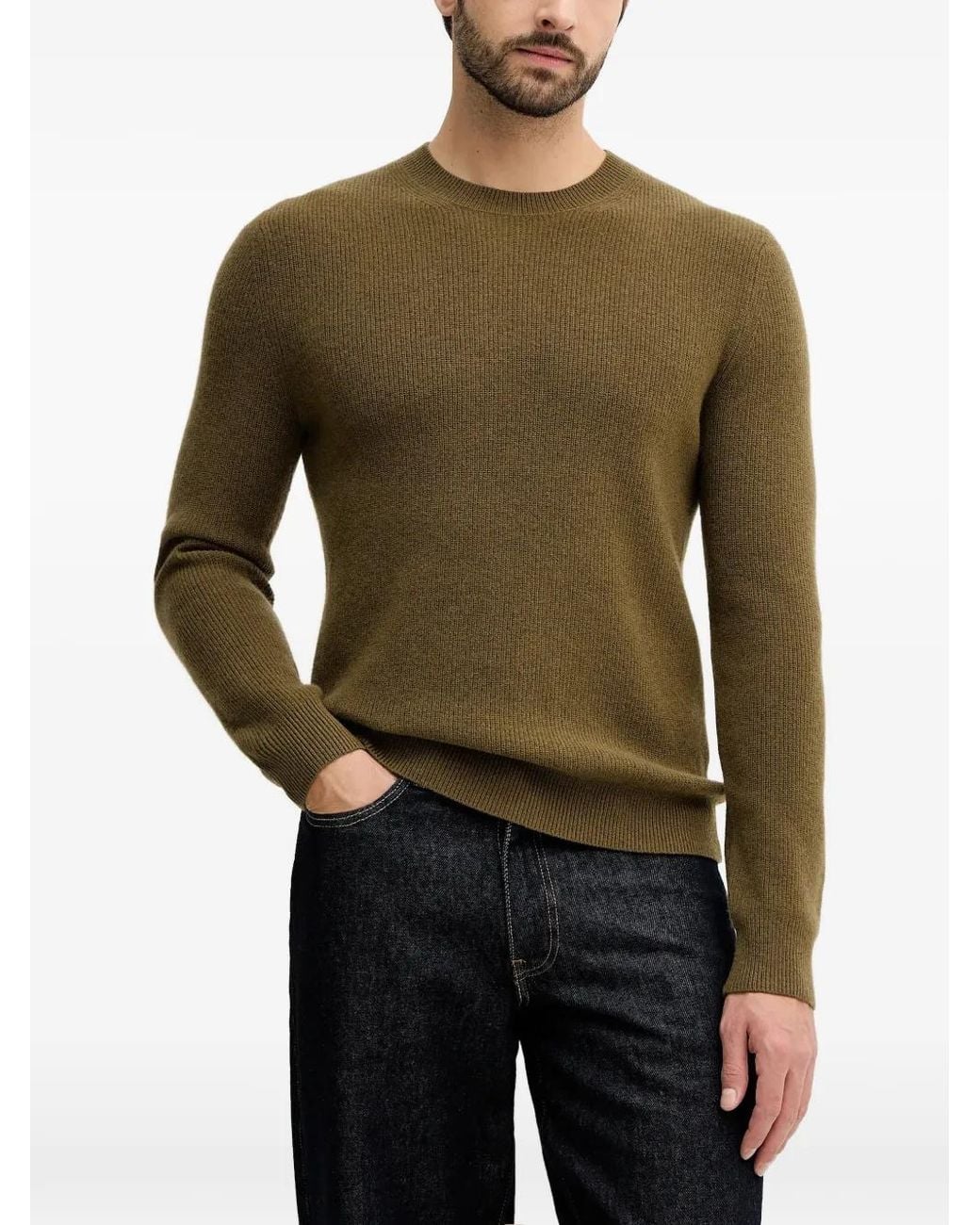 Sisley Green Crew-Neck Sweater for men