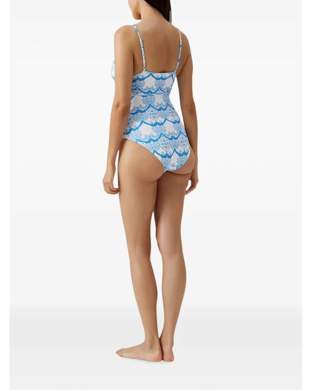 Melissa Odabash Blue Panarea Floral-Print Swimsuit