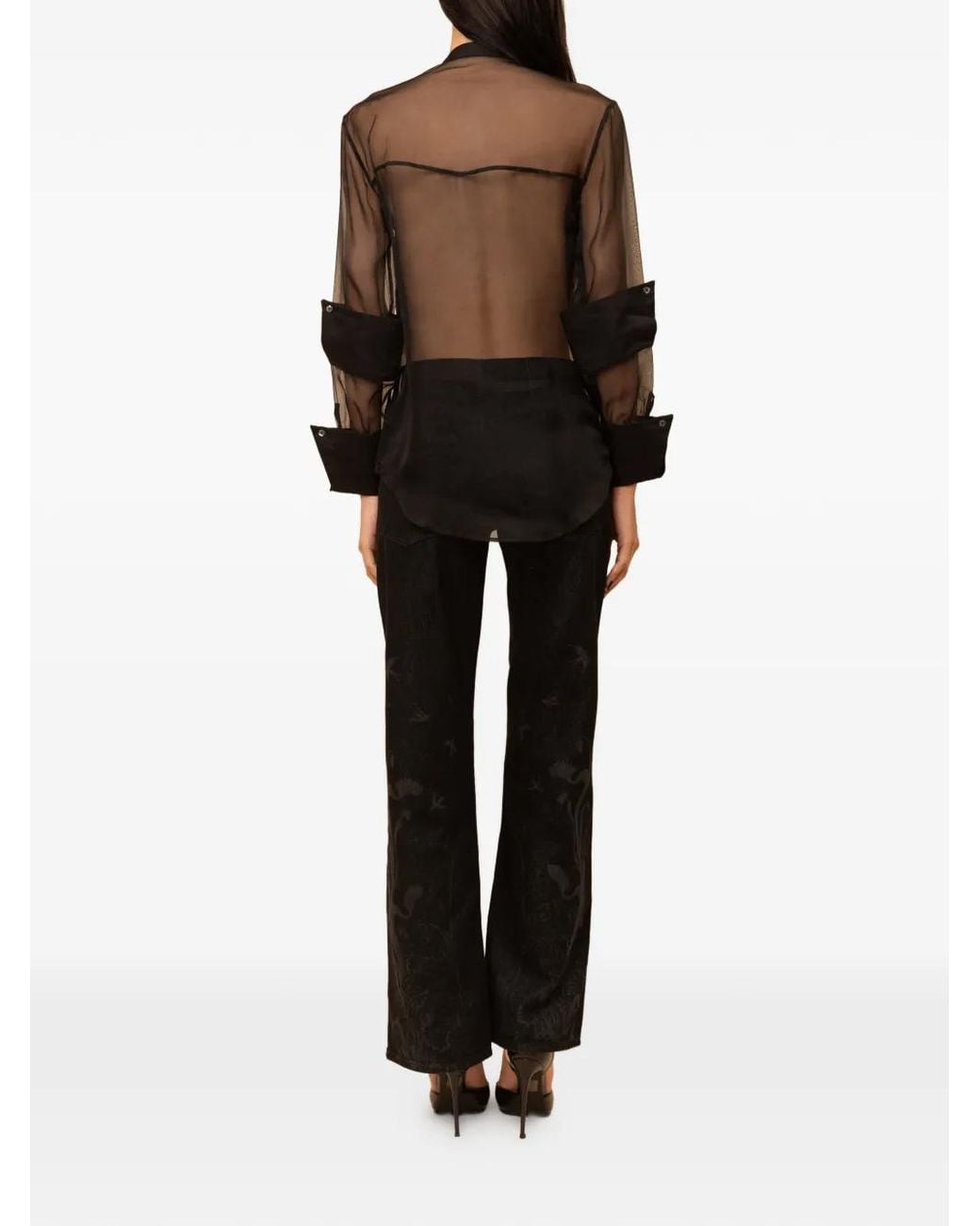 Contessa Mills Gray Winifred Bead-Embroidered Silk-Organza Shirt