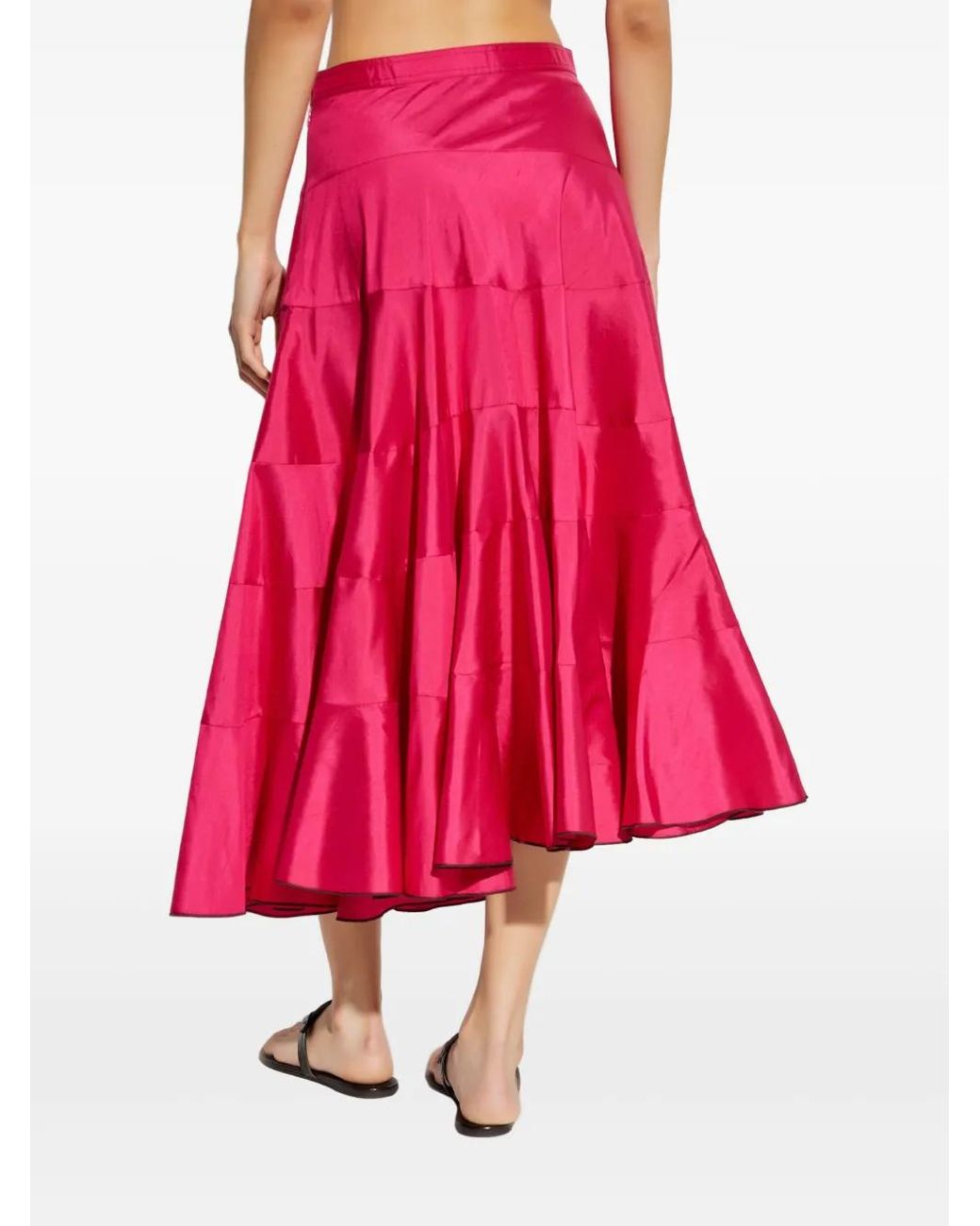 Tory Burch Pink Silk Skirt With An Asymmetric Cut