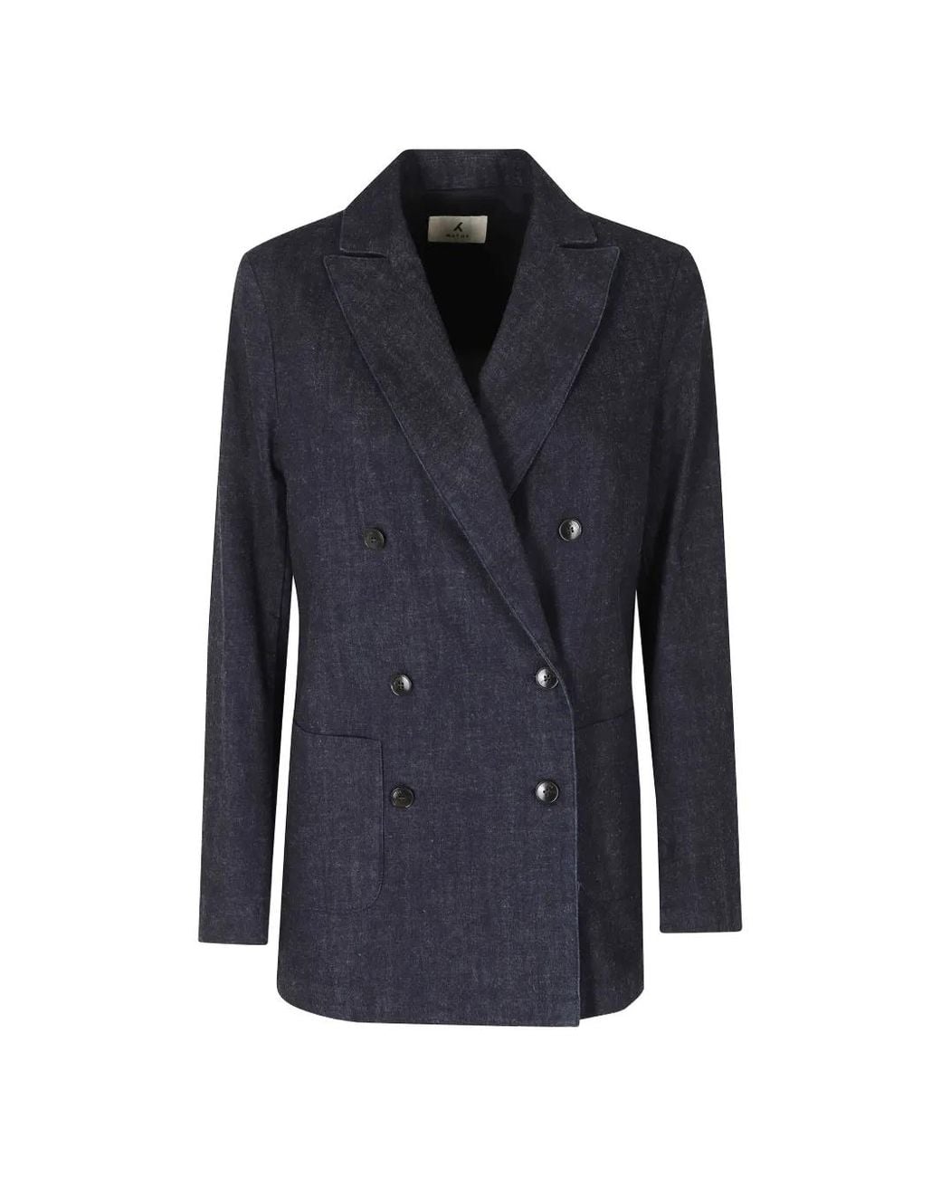 Myths Blue Double-Breasted Denim Blazer