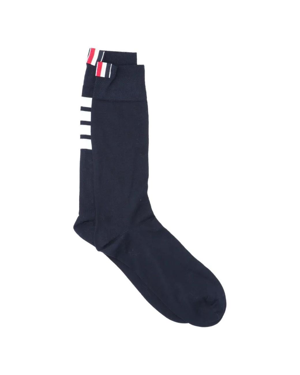 Thom Browne Black Lightweight Cotton 4-Bar Mid-Calf Socks for men