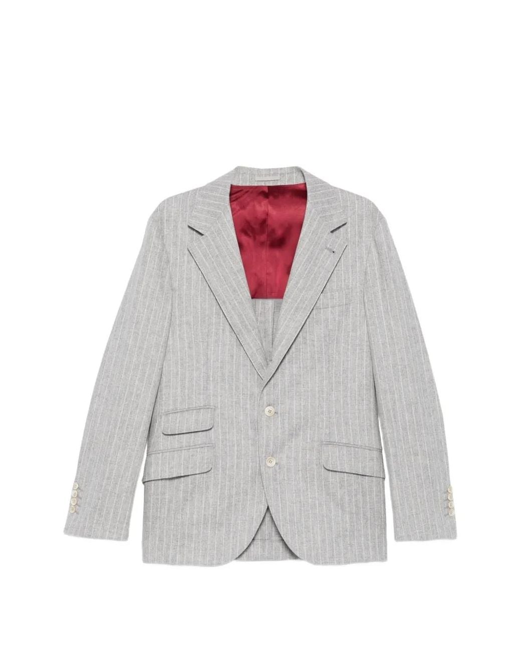 Brunello Cucinelli White Pinstripe-Pattern Single-Breasted Suit for men