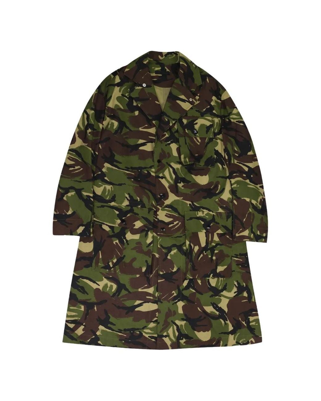 3MAN Green Camo-Print Pleated Coat for men