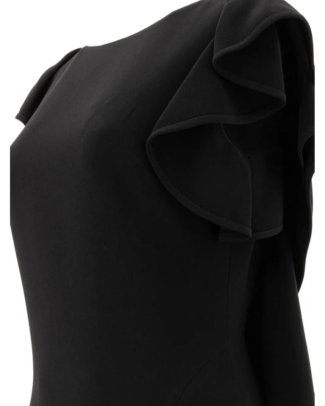 Elie Saab Black Ruffled Sleeve Dress