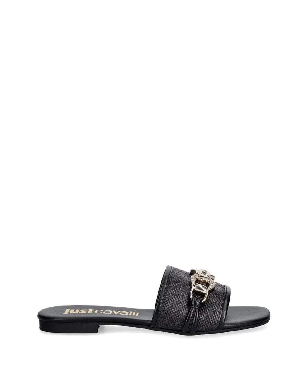Just Cavalli White Chain-Link Woven Sandals