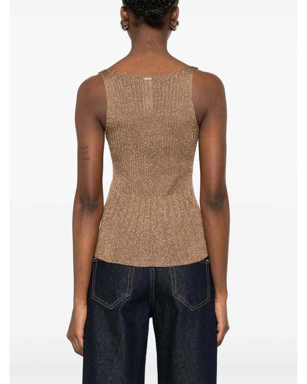Twinset Brown Knit Top With Lurex