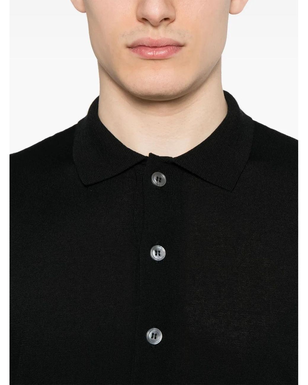 Lardini Black Knitted Polo Shirt for men
