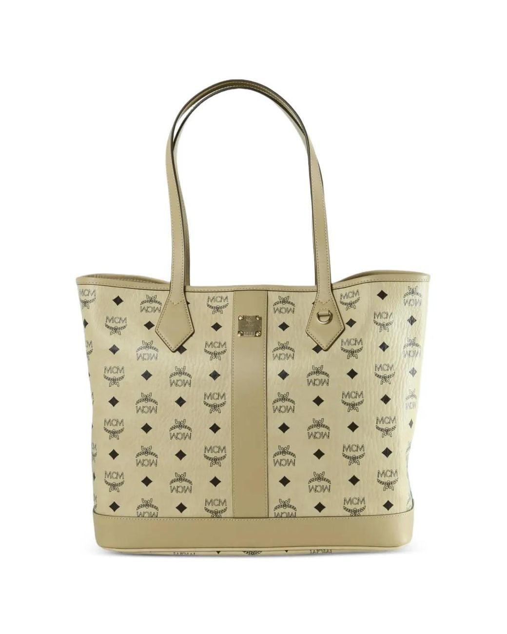 MCM White Medium New Liz Monogram-Print Tote Bag