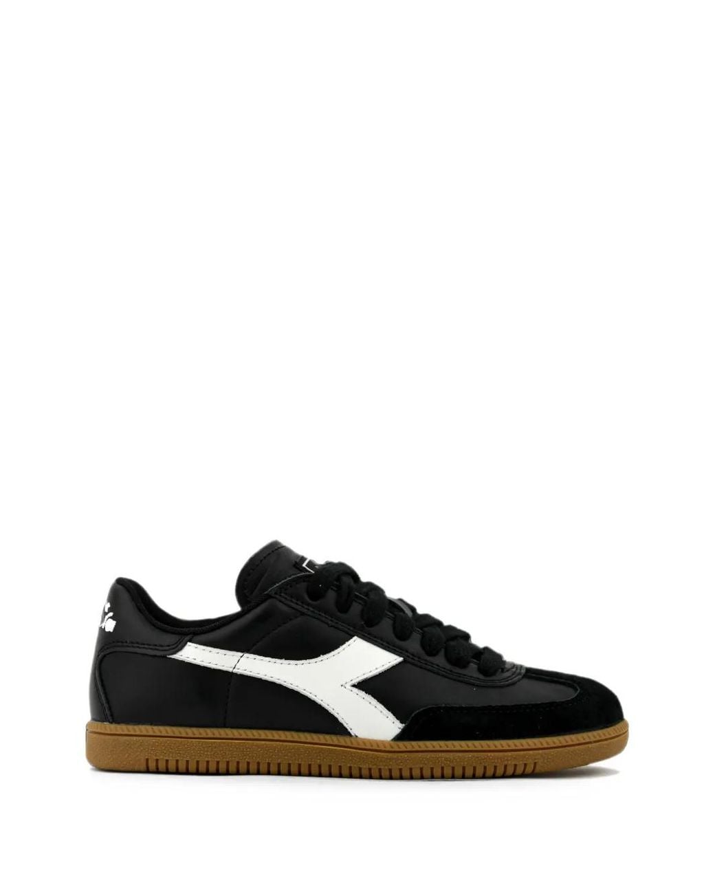 Diadora Black Leather Panelled Sneakers