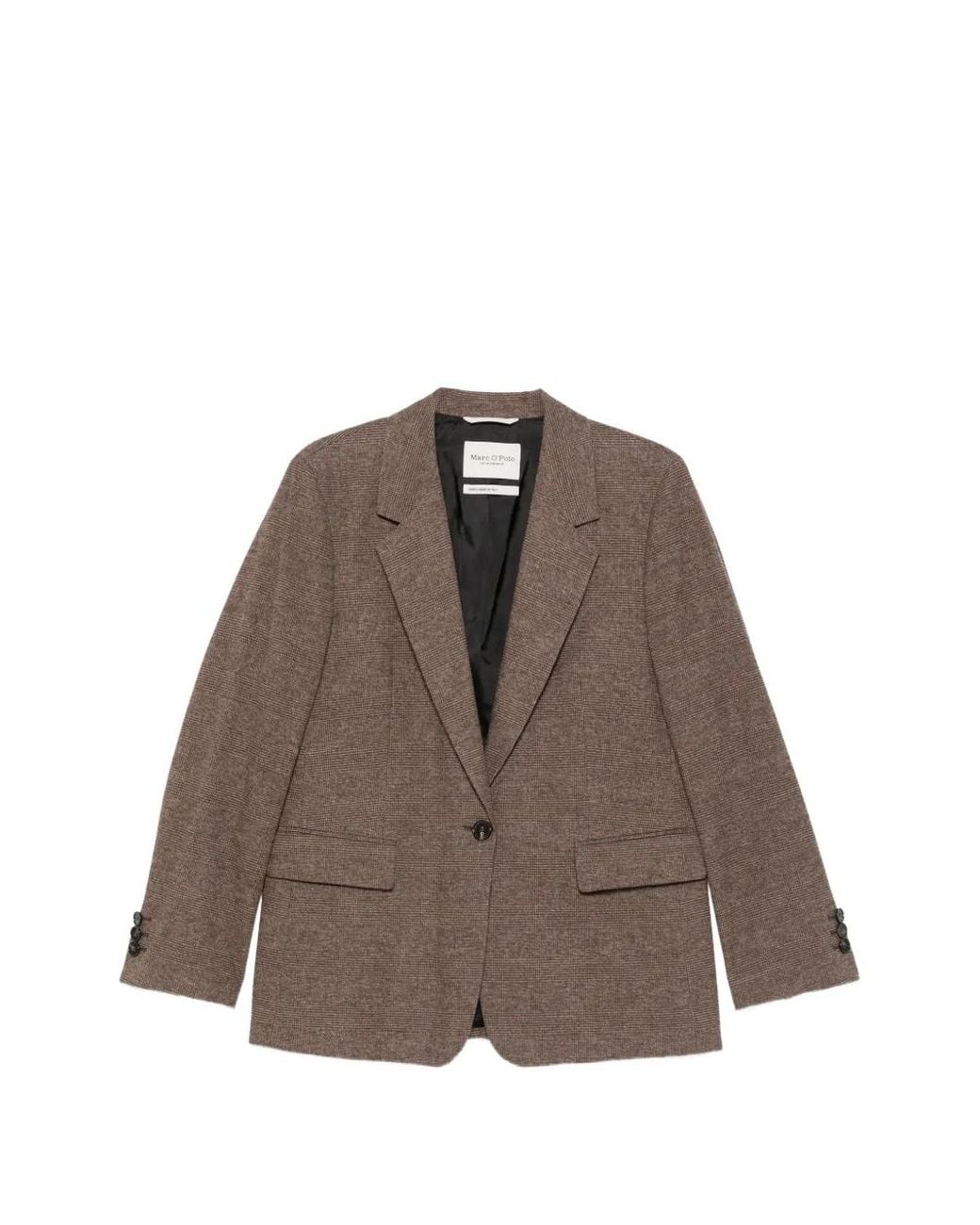 Marc O' Polo Brown Check-Pattern Single-Breasted Blazer