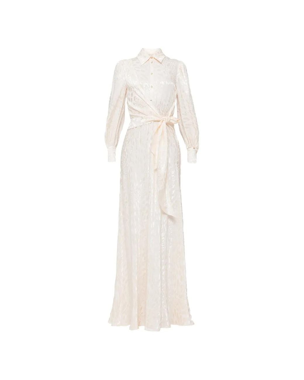 Nissa White Leopard-Print Viscose-Blend Midi Dress