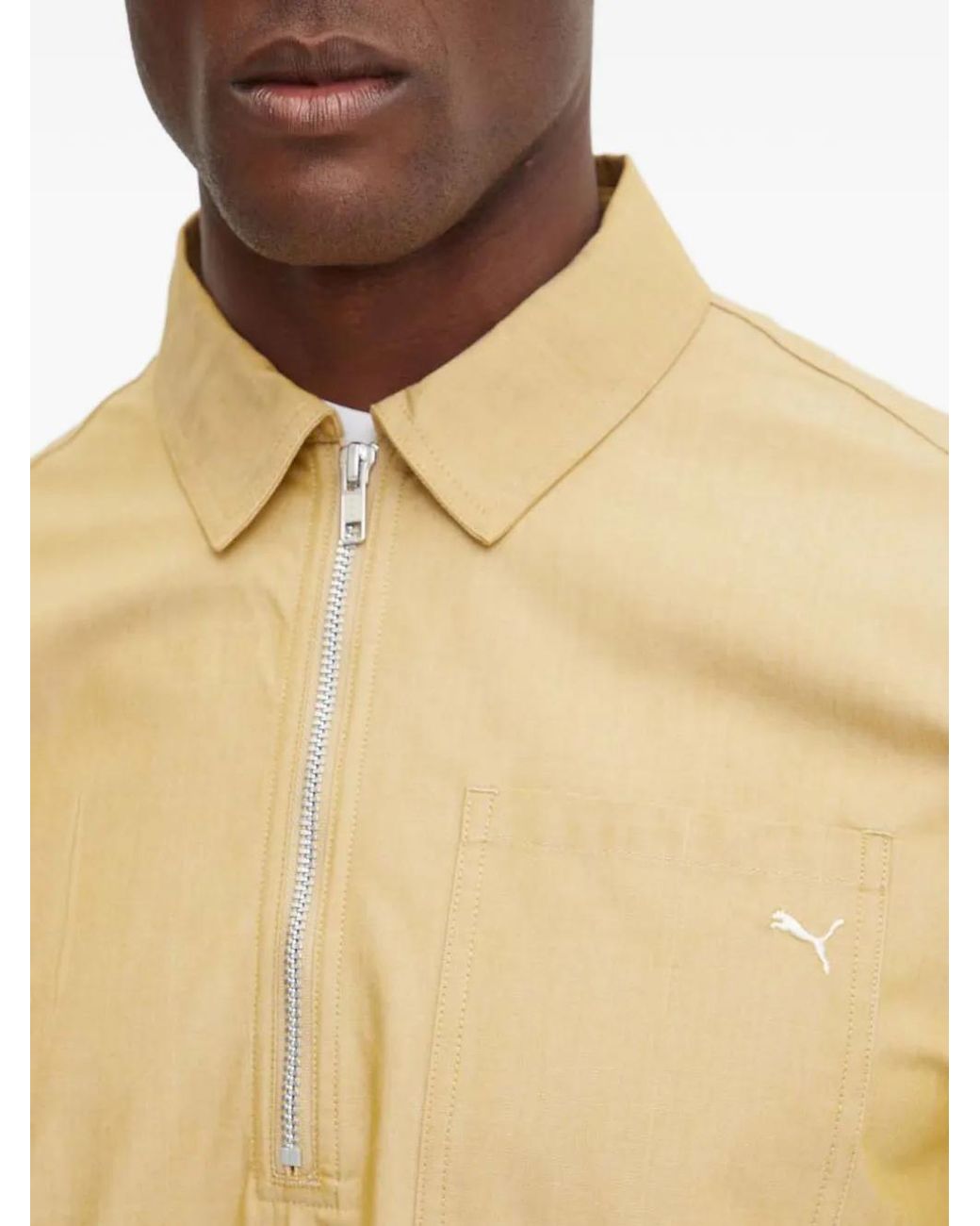PUMA Blue Logo-Embroidered Polo Shirt for men