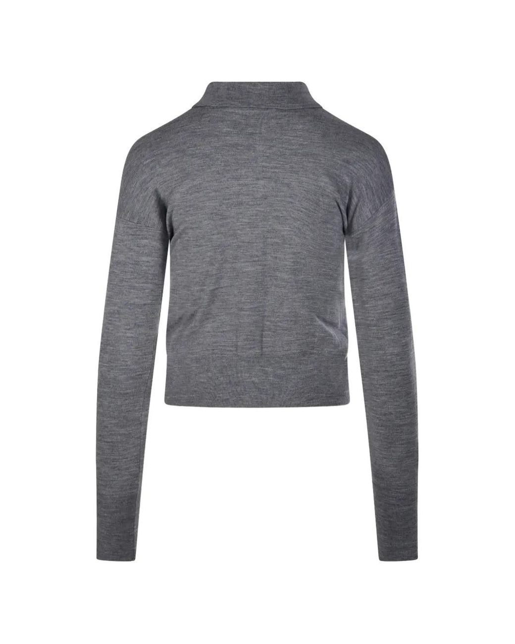 Max Mara Collared Buttoned Cardigan in Gray | Lyst