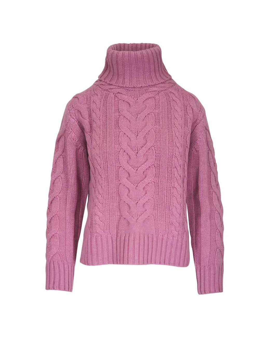 Twp Pink Traveling Cable-Knit Roll-Neck Sweater