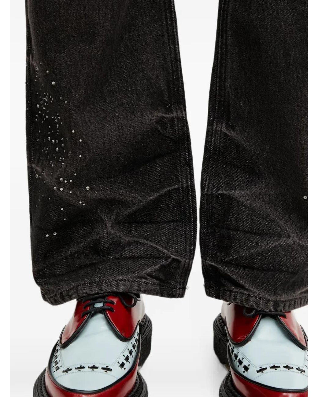 ANDERSSON BELL Black Stud-Embellished Layered-Waist Jeans
