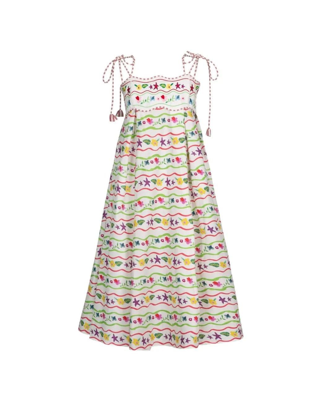 Celiab White Lola Floral-Print Dress