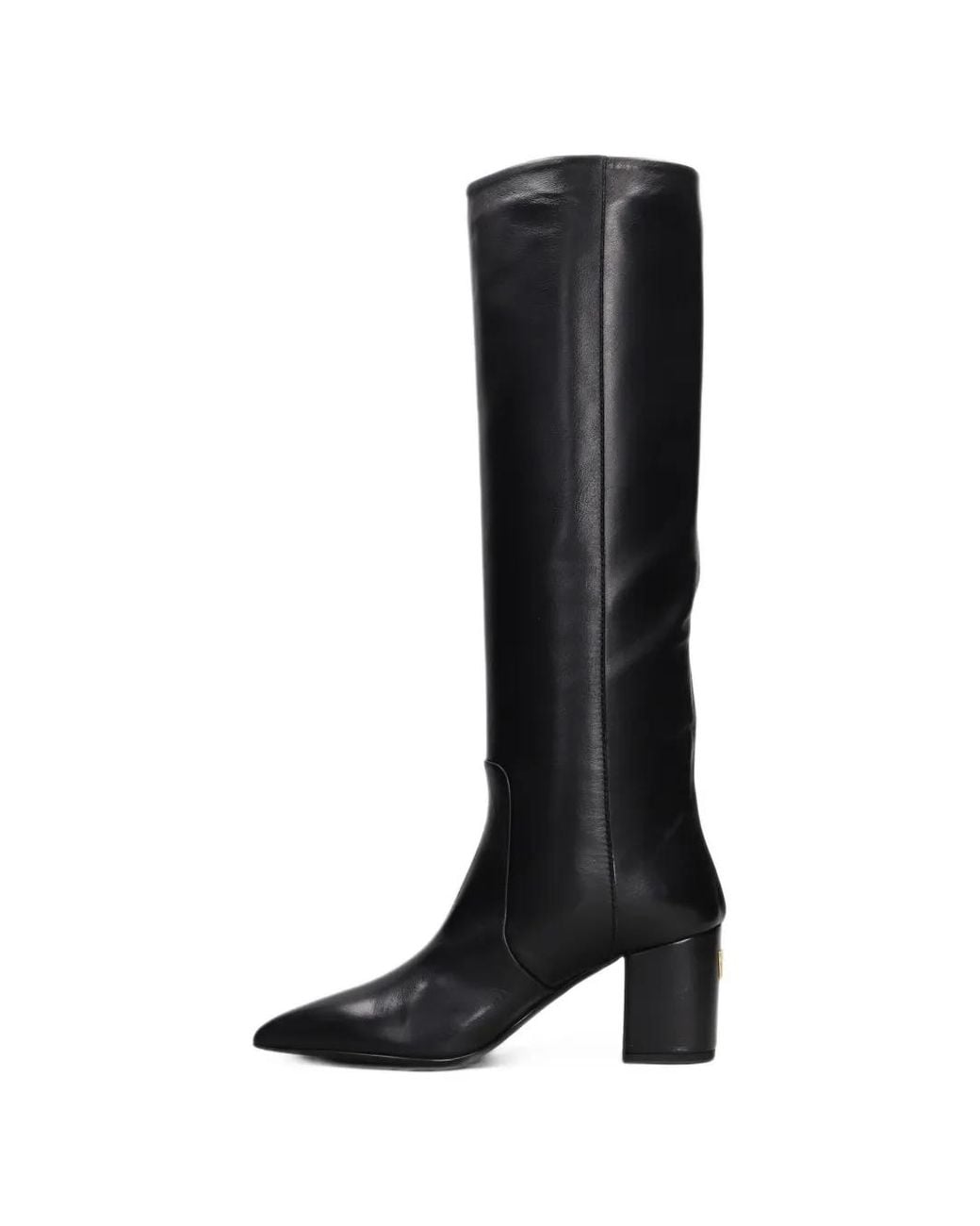 Via Roma 15 Black Pointed-Toe Knee-High Boots