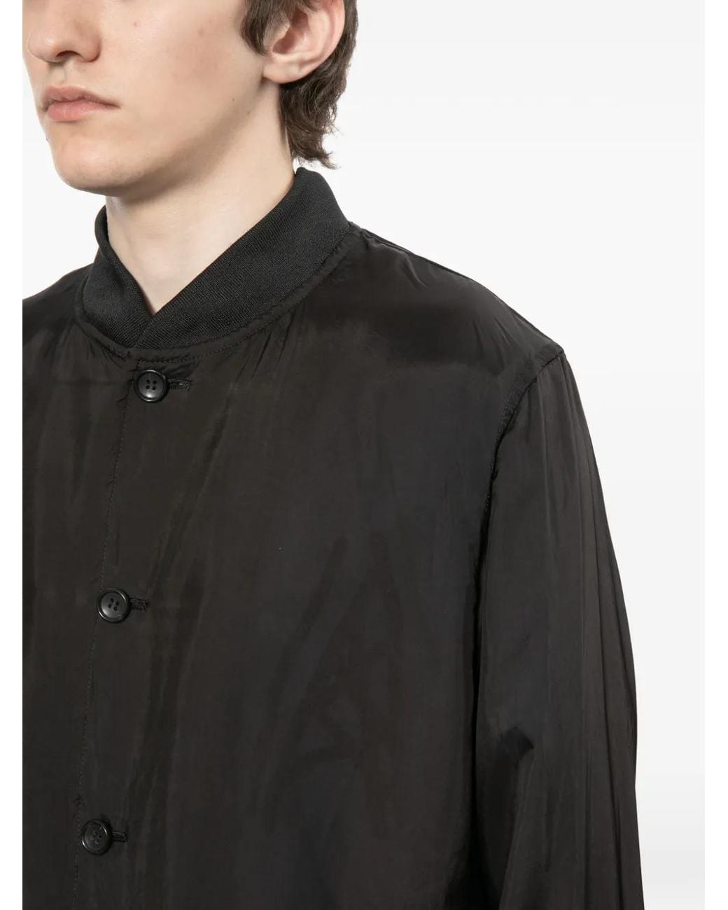 COMME DES GARÇON BLACK Black Logo-Print See-Through Coat