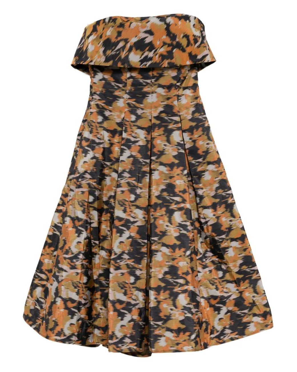 Amsale Orange Printed Pleated Dress