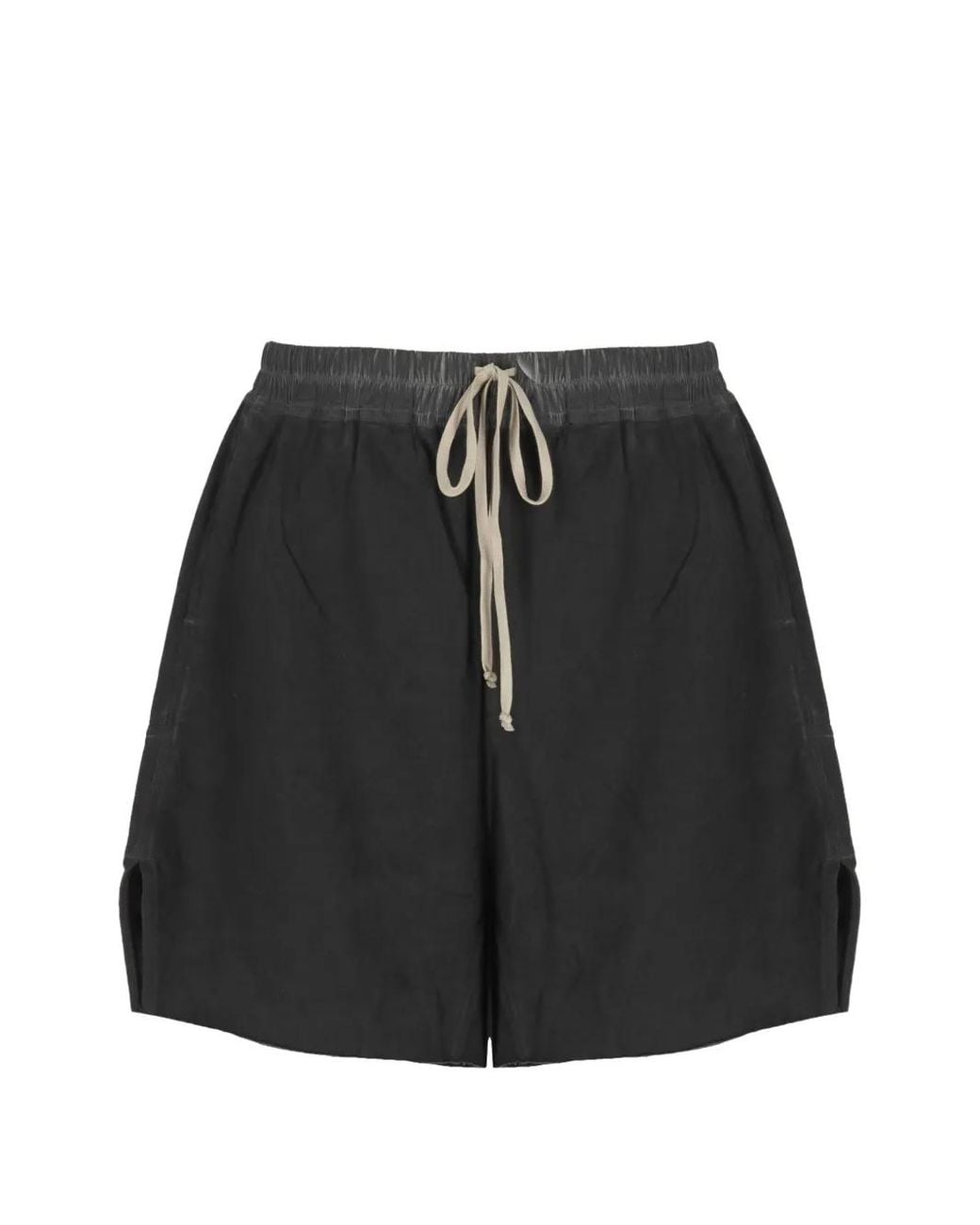 Rick Owens Black Drawstring-Waist Rear-Zip Shorts for men