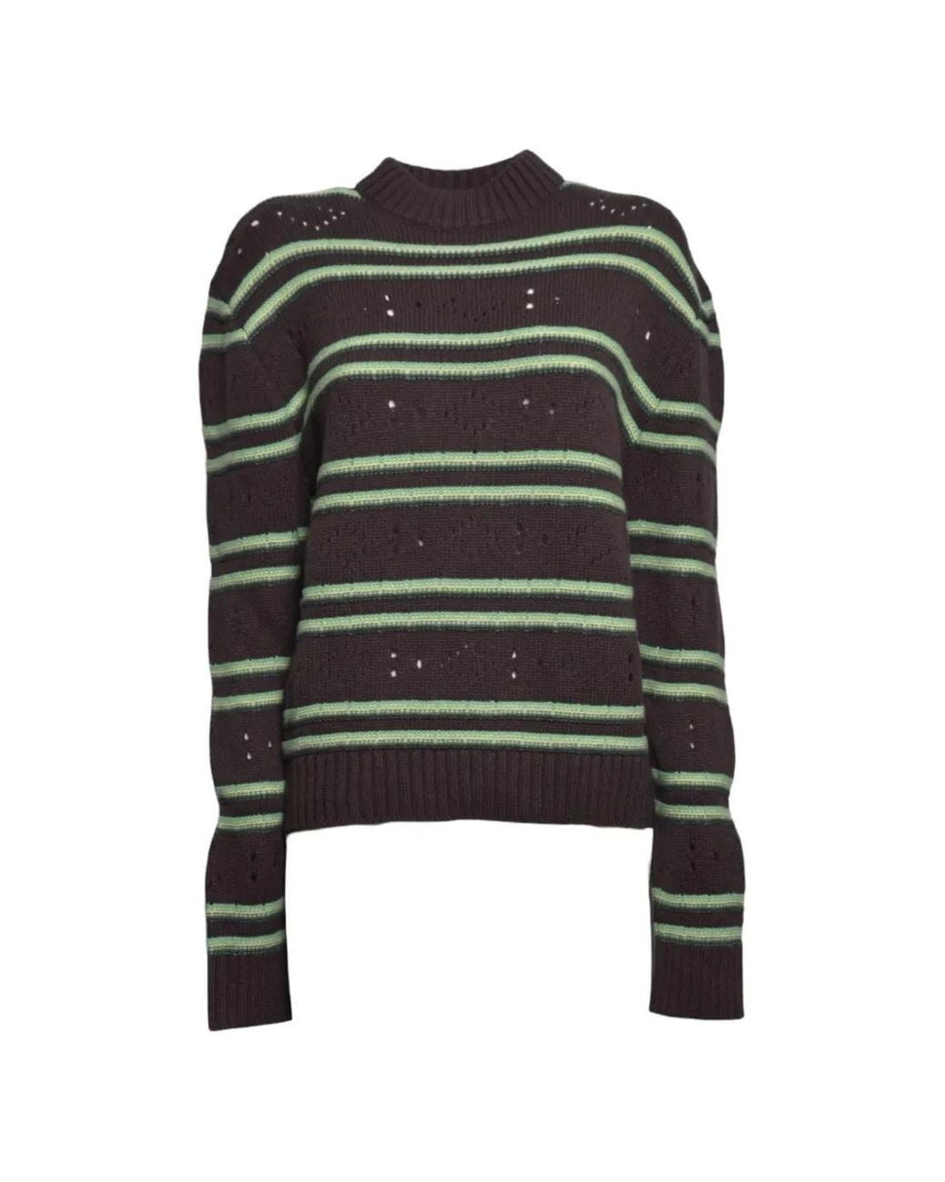 Marni Black Striped Distressed-Effect Sweater