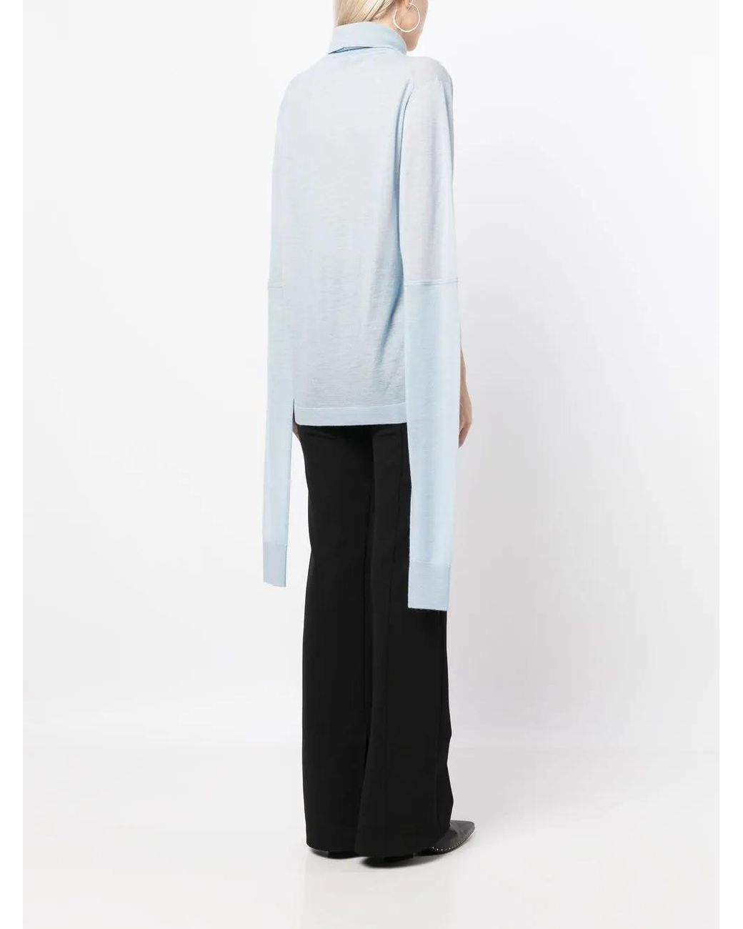 Helmut Lang Blue Cut-Out Detail Cashmere Jumper