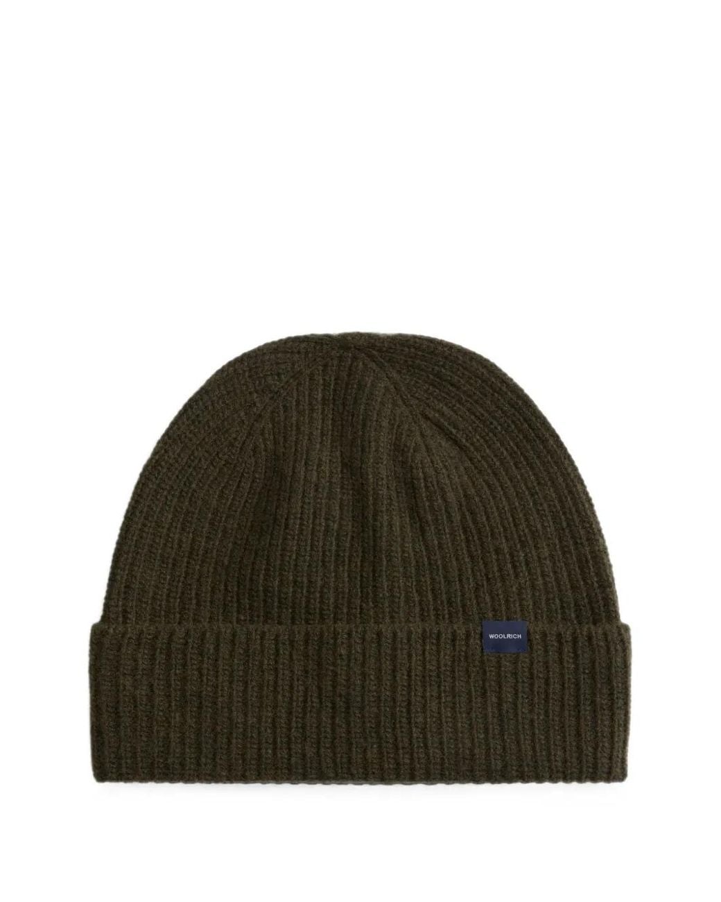 Woolrich Green Ribbed-Knit Beanie Hat for men