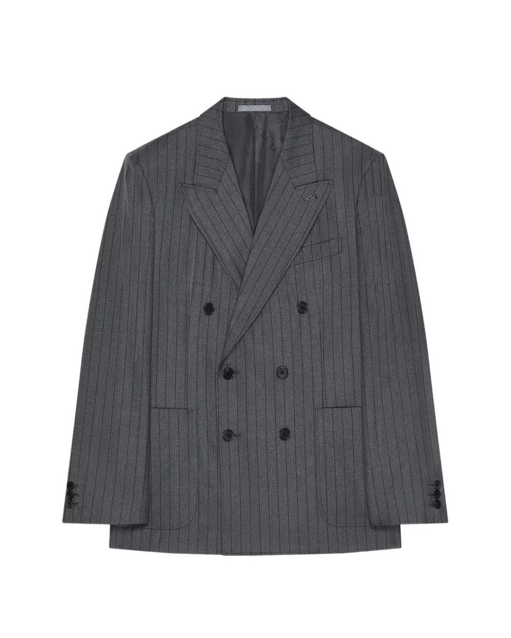Givenchy Gray Double-Breasted Fitted Striped Jacket for men