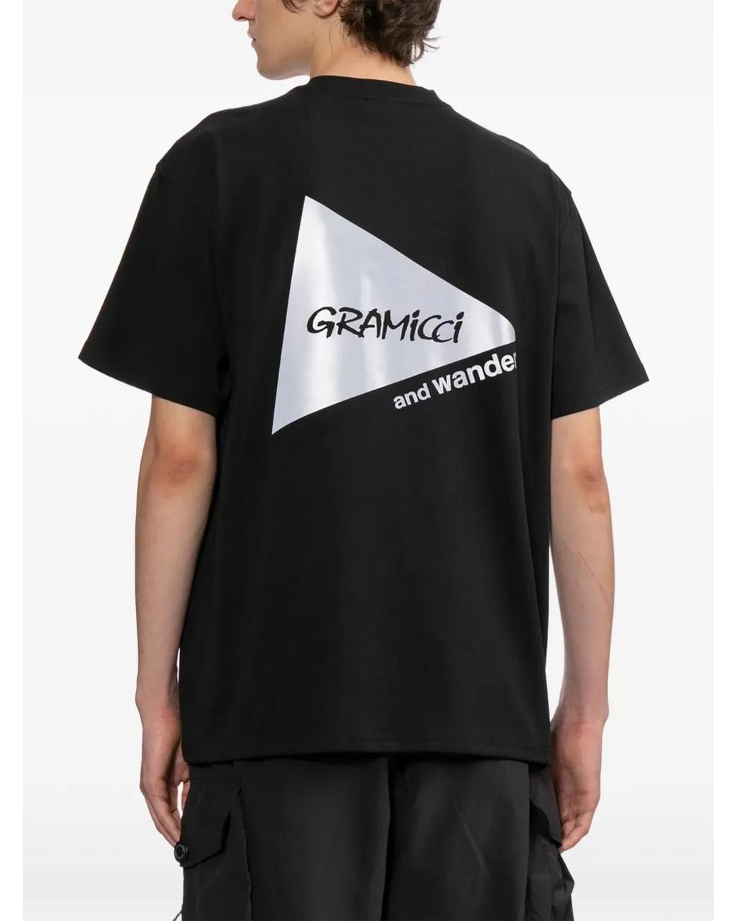 And Wander Black T-Shirt À Poche Poitrine for men