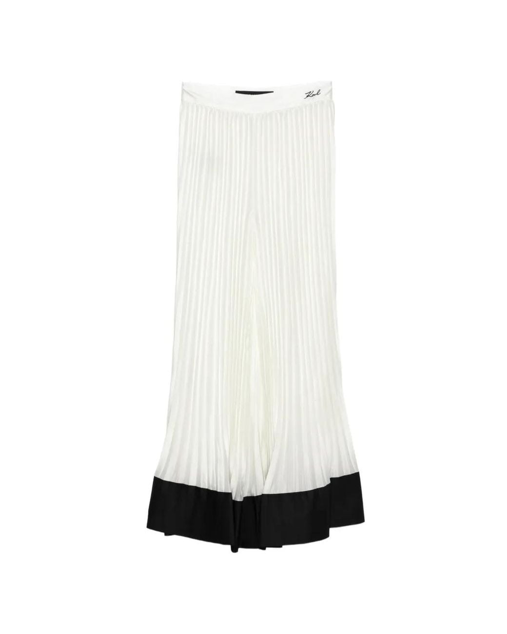 Karl Lagerfeld White Pantalon Ample À Design Plissé