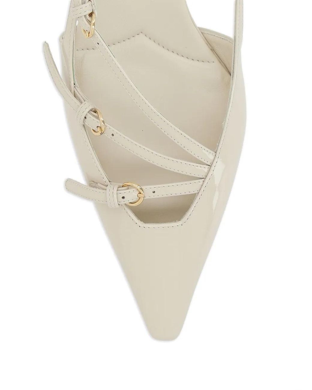 Miu Miu White Patent Leather Slingbacks With Buckles