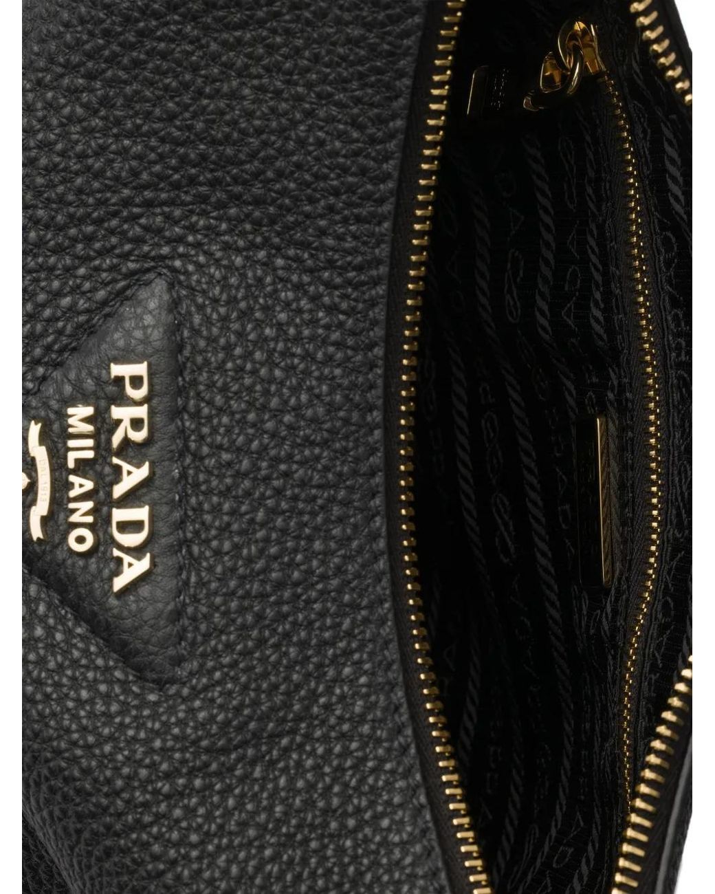 Prada Black Logo-Plaque Leather Shoulder Bag