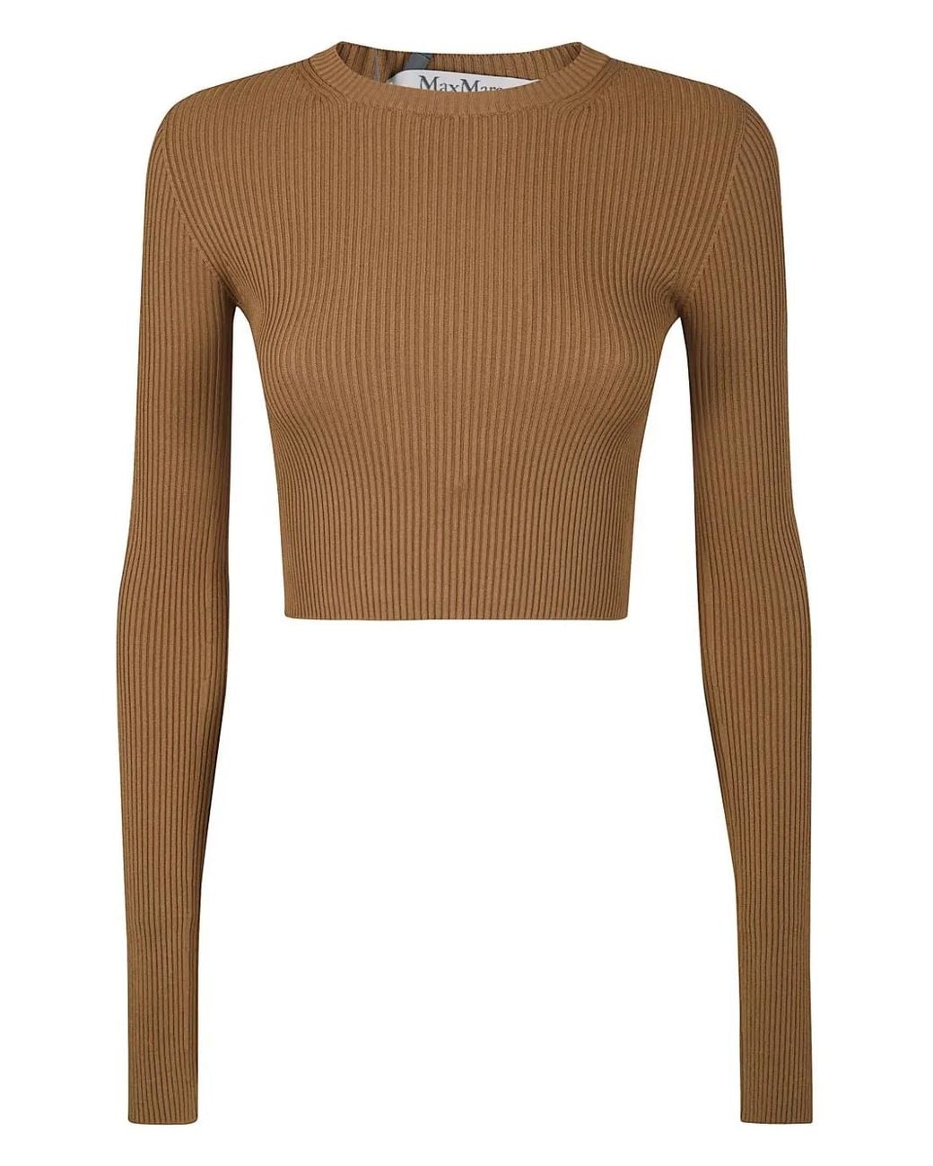 Max Mara Brown Ribbed Long-Sleeve Top