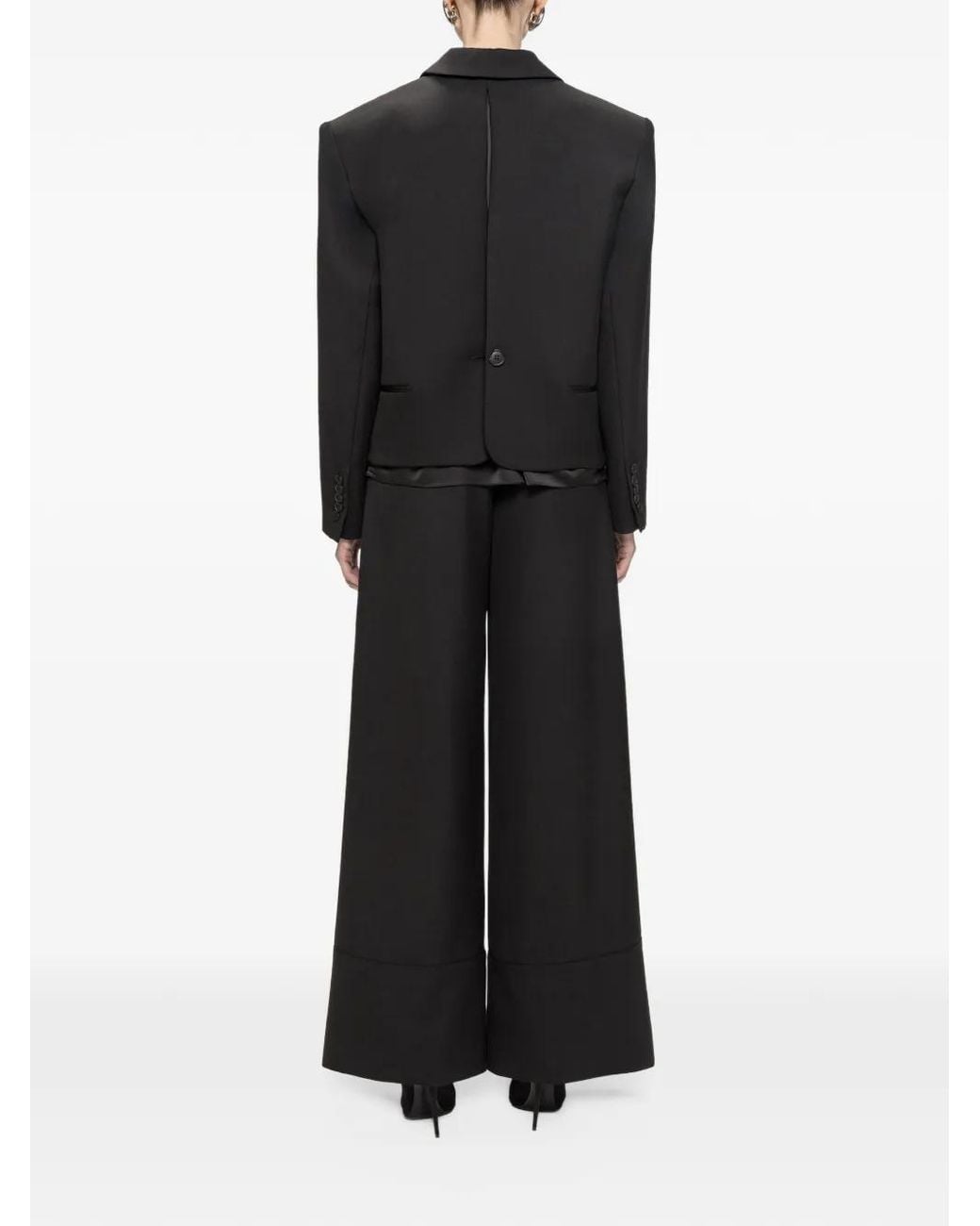 Nissa Black Oversized Wool-Blend Tailored Blazer